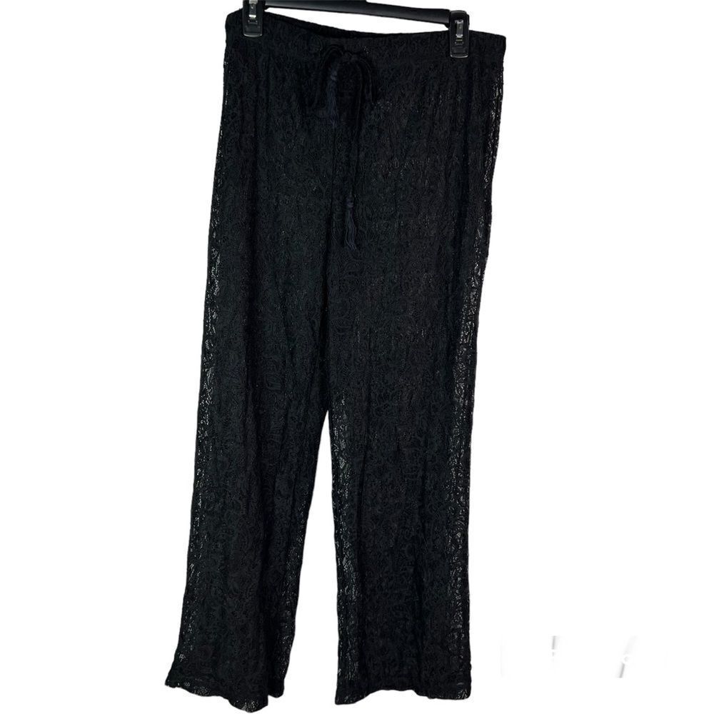 O’Rageous Straight Leg Waist Tie Black Lace See Threw Women Sz XL